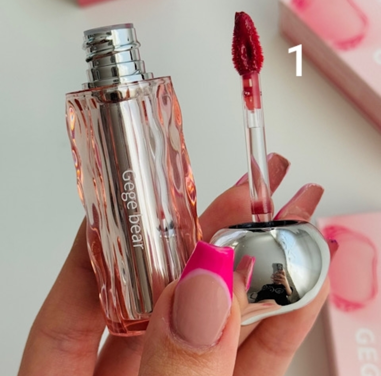 لیپ گلاس کره ای رژ خیس آینه ای سنگی gege bear 